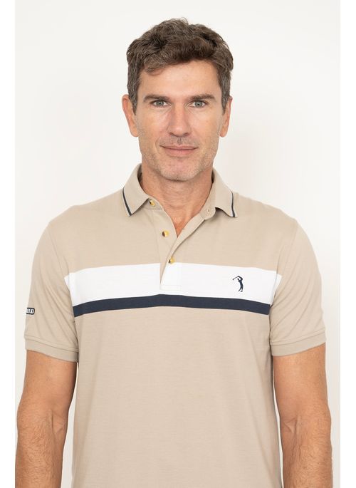 Camisa Polo Aleatory Listrada Mark Bege