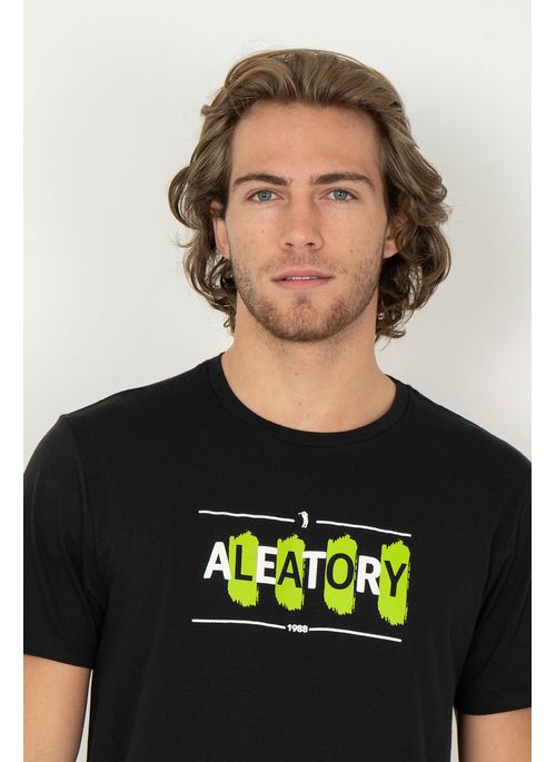 Camiseta Aleatory Estampada Brush Preta