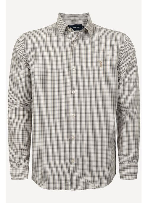 Camisa Xadrez Aleatory Manga Longa Variety Bege