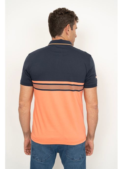 Camisa Polo Aleatory Listrada Dufner Laranja