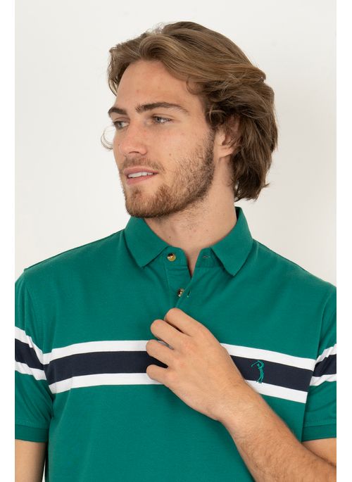 Camisa Polo Aleatory Listrada Elton Verde