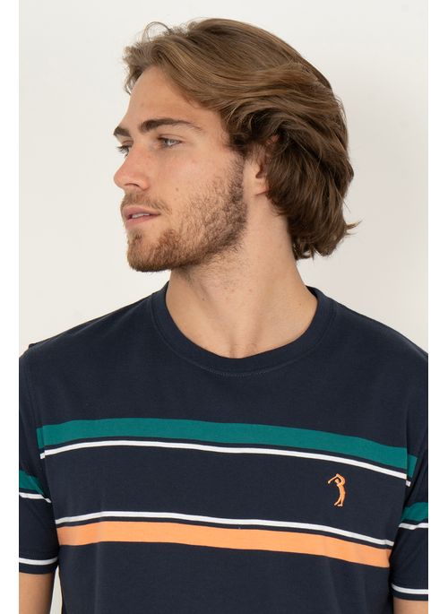 Camiseta Listrada Aleatory Reliable Marinho