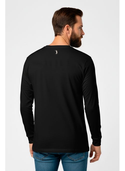 Camiseta Estampada Manga Longa Aleatory Alfenta Preto