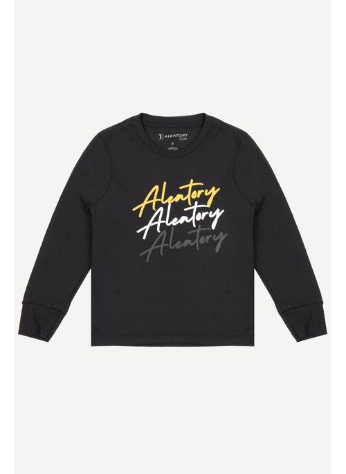 Camiseta Infantil Aleatory Manga Longa Triad Preta