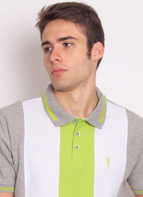 Camisa Polo Aleatory Recortada Bit Cinza
