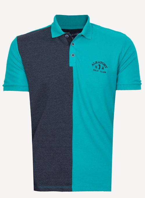 Camisa Polo Aleatory Recortada Piquet Lake Azul