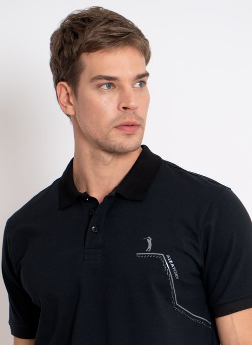 Camisa Polo Masculina Aleatory Bonanova Preta