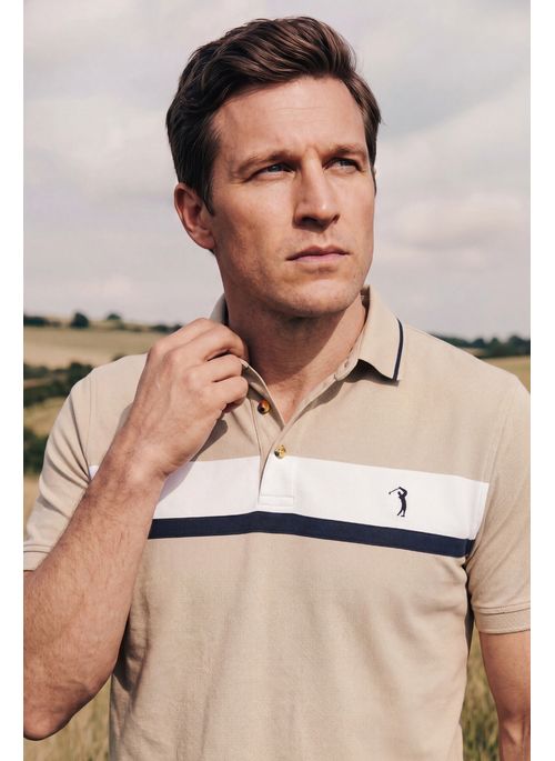 Camisa Polo Aleatory Listrada Mark Bege